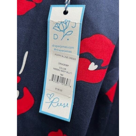NWT Draper James Womens Poppy A-Line Dress Floral Preppy Nassau Navy Size 18 NWT - Picture 7 of 10
